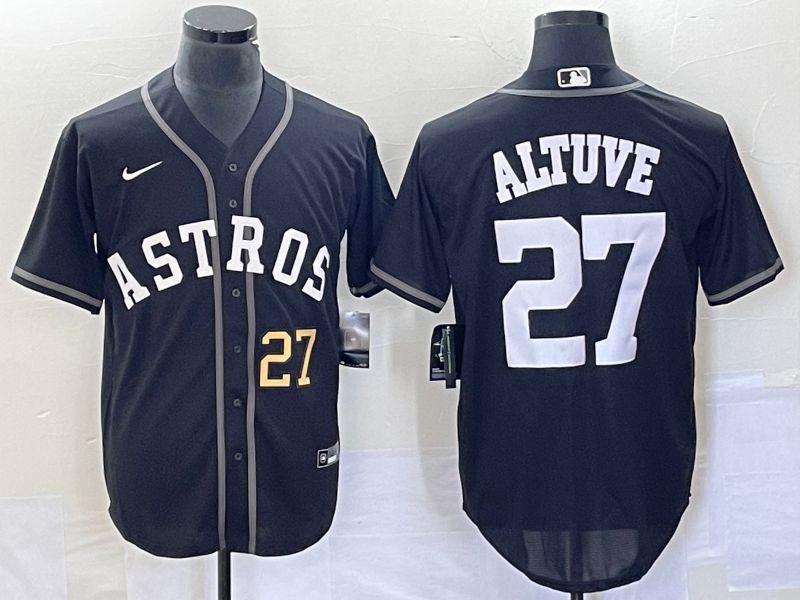 Men 2025 Houston Astros #27 Altuve Black Nike MLB Jersey style 62
